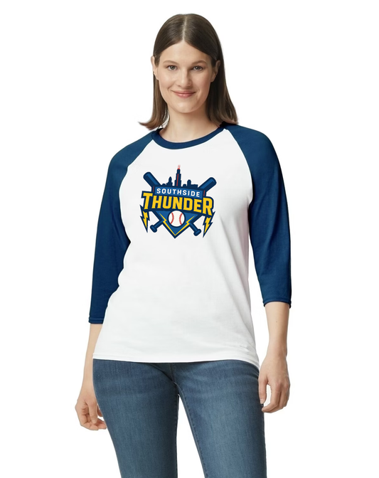 Unisex Navy and White 3/4 Baseball Tee